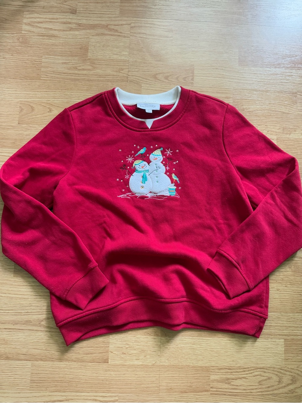 Vintage Breckenridge Red Snowman Christmas Sweatshirt Double Collar Large